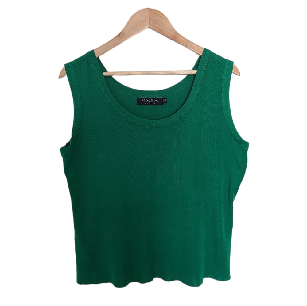 Misook Green Ribbed Tank Top